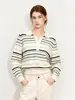 Camisa polo listrada color block estilo francês, com caimento solto, um top retrô e folgado para mulheres, perfeito como peça externa ou camada base