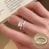 Anillo de Perlas de Imitación de Alta Gama para Mujer, Exquisito y Lujoso Anillo Abierto de Malla Floral, Estilo de Nicho de Moda para el Dedo Índice