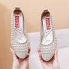 Nuevos zapatos de tela antiguos de Beijing para mujer, zapatos casuales de suela blanda de malla hueca, zapatos de mamá de boca baja que combinan con todo, zapatos planos de una sola capa para mujer