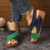 Zapatos de Mujer con Suela Gruesa, Punta Abierta, Bloques de Color, Talla Grande, Velcro, Sandalias Romanas Huecas de Playa, Venta al por Mayor, Gama Alta y Elegantes