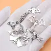 Set de 12 Colgantes y Accesorios de Murciélago de Plata Antigua, 12 Estilos, 1 de Cada Uno, aproximadamente 16 g por Set
