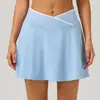 Falda Corta Deportiva Estilo Europeo y Americano para Mujer, Bloques de Color, Secado Rápido, Transpirable, Falda de Tenis, Falsa Dos Piezas, Falda de Yoga, Fitness, Running, Golf