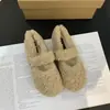 Primer Encuentro Temporada Zapatos Peludos de Fondo Plano para Mujer Ropa de Abrigo de Invierno 2026 Nuevo Estilo Zapatos de Conducir con Felpa Adentro Mary Janes de Una Correa Individual