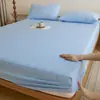 Sábana bajera de algodón puro cepillado, grosor A, una pieza, 100% algodón, color liso, sábana suave para cama, protector de colchón, colcha de punto de algodón