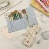 6351 Bolsa de Almacenamiento con Dibujos en Relieve para Brochas de Maquillaje Bolsa de Almacenamiento Portátil Enrollable para Viaje para Brochas de Sombras y Brochas de Difuminado