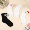 Meias Brancas Fofas para Mulheres, Três-Dimensionais Adulto Lolita Estilo Japonês Algodão Meia-Calça Estilo Academia Kt Cat Desenho Animado Jk Meias da Moda