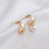 Porta-Brinco Meio Furo com Pérolas em Formato de C Brincos da Moda Banhados a Ouro 14K Luxo Leve Materiais para Acessórios de Brincos Feitos à Mão DIY