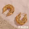 Moda Europea y Americana Pendientes Sencillos Personalizados Joyería Acero Inoxidable Chapado en Oro de 18K Forma de Neumático Estéreo Hueco Pendientes