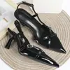 Nuevas Sandalias de Moda Europeas y Americanas con Punta Cerrada, Tacones de Aguja Elegantes y con Estilo, Zapatos de Tacón Alto de Boca Baja