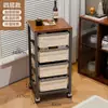 Carrito Pequeño Estilo Vintage para Uso Doméstico, Estante para Snacks de Piso, Estante de Almacenamiento Retro para Sala de Estar, Gabinete Lateral, Mesa Auxiliar Móvil para Sofá
