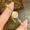 Almofariz VajraDeus Amarelo da RiquezaPalavras AuspiciosasEsmalte Ouro Pulseira para MulheresLuz Luxo Nicho Design de Ponta Pulseira para Mulheres