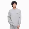 Camiseta de Manga Larga para Hombre 2026 Otoño Nueva Cuello Redondo Holgada Casual Bolsillo Color Sólido Camiseta Versátil Moderna Algodón
