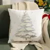 Funda de almohada navideña con reno, árbol de Navidad e impresión digital de letras, funda de cojín decorativa con ambiente festivo, personalizable