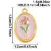Pingente Flor de Aniversário de Dezembro Aço Inoxidável Acessórios com Pingos de Tinta Rosa Flor Oval Acessórios de Joia Colar DIY