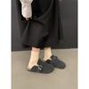 Sapatos Peludos de Solado Grosso, Sapatos de Algodão Quentes com Forro de Lã, Chinelo Meio Aberto para Dedos dos Pés para Uso Externo, Sapatos Birkenstock com Solado de Lã Cashmere, Sapatos de Inverno Femininos