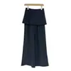 Calça de Tricô Feminina Dongdaemun Coreana de Alta Qualidade com Forro de Fleece Espessada Micro-Flare Estilosa Chique Casual Longa