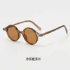 Gafas de Sol Retro de Propionato Europeas y Americanas para Hombre, Montura Redonda Polygonal Gafas con Estampado de Leopardo para Caras Redondas, Gafas Lisas para Mujer, Comercio de Exportación