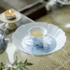 Soporte para Tetera Cerámico Azul Floral Estilo Japonés Pintado con Tinta de las Dinastías Tang y Song, Accesorios para Juego de Té Kung Fu, Bandeja Seca para Té Casera, Bandeja Multifuncional para Té y Bocadillos