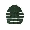 Suéter Rayado con Media Cremallera para Hombre, Otoño e Invierno, Estilo Perezoso Casual Holgado de Alta Gama, Fresco y Elegante, Tejido Grueso