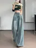 Jeans Azules Claros de Pierna Ancha para Mujer, Verano 2026, Estilo Delgado, Tallas Grandes, Rectos Holgados de Cintura Alta, Caída Suelta, Adelgazantes, Pantalones de Largo Hasta el Suelo