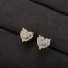 Pendientes de Corazón Doble Capa Hip-Hop Europeos y Americanos Transfronterizos de Amazon Circonita Pendientes de Aguja Recta 925 Pendientes Personalizados para Mujer