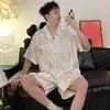 Pijama de seda helada para hombre en stock, shorts de manga corta de verano, talla grande, nuevo modelo 2026, ropa de casa de seda auténtica