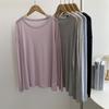 Blusa Top de Tencel Ligeramente Transparente con Cuello Redondo, Placa Ligera, Hombros Descubiertos, Manga Larga, Ropa de Protección Solar, Estilo Perezoso Ligero y de Alta Gama, Hombre de Papel