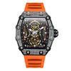 Reloj Mecánico Automático Deportivo de Moda Aolona/ONOLA con Explosiones en Vivo Incrustado de Diamantes Correa de Silicona para Hombre Resistente al Agua