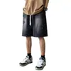 Shorts de mezclilla de color claro para hombre con estampado de estrellas, dobladillo deshilachado, diseño de cordón, marca americana de alta calle moderna, pantalones casuales holgados de cinco puntos