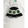 Sombrero de Pescador Hecho a Mano de Punto con Flor Estilo Japonés Dulce y Lindo para Mujer, Sombrilla Versátil para Primavera y Verano que Adelgaza el Rostro