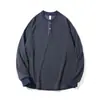 Ropa Vintage 2025 Otoño Nuevo Estilo Retro Japonés Unisex Cuello Henley Holgada Color Sólido Mangas Raglán Camiseta de Manga Larga