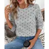 En Stock Primavera y Otoño Amazon Aliexpress Tk Comercio Transfronterizo Moda Europea y Americana Cuello Redondo Manga Larga Tops para Mujer Camisetas
