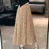 Saia Elegante de Cintura Alta Estilo Francês para Mulheres, Novo Modelo de Primavera 2026, Saia Plissada de Renda de Linha A de Alta Qualidade