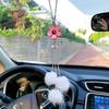 Bola de Pelo de Vison Bola de Cristal com Diamante Crisântemo Zou Pingente para Retrovisor de Carro Decoração Pingente Girassóis Amazon e outros