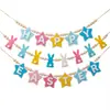 Suministro exclusivo transfronterizo: Banderines de fieltro con letras Feliz Pascua, Banderines de estrellas, Banderines de Pascua, Banderines de conejos