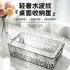 Cesta de almacenamiento de cosméticos acrílica de alto valor, lujo ligero, patrón glaciar, caja de almacenamiento apilable, transparente para escritorio