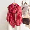 Bufanda de Seda Retro Versátil con Degradado Tie-Dye Ligera de Mezcla de Lana para Mujer, Bufanda Suave, Chal Fino Protector Solar al por Mayor