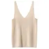 Nuevo Camisón de Cachemira Suave con Tirantes Finos Otoño/Invierno Top Interior Sexy Diseño Rayado Cuello en V Adelgazante Chaleco para Mujer