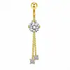 Unha de Umbigo de Aço Inoxidável Piercing de Umbigo Sexy Cravejado com Zircônia 5A Argola de Umbigo Botão de Umbigo Totalmente Cravejado com Diamante Joia para Piercing de Umbigo