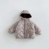 Casaco de Algodão com Capuz Estampado de Leopardo para Meninas 2026 Inverno Jaqueta Espessada de Lã de Alpaca para Bebê Menina Roupas de Algodão para Crianças zdw6771
