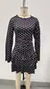 Amazon Nuevo Vestido Sexy de Mujer Europeo y Americano Otoño/Invierno Estampado de Leopardo Cuello Redondo Volante Manga Larga Ajustado