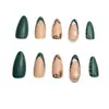 24 piezas de uñas postizas con temática navideña, con un diseño de copo de nieve francés verde, para una fácil aplicación y un look moderno, adecuadas tanto para el mercado europeo como para el americano