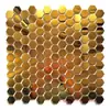 Azulejos Mosaico Espelhados Hexagonais Pequenos de Aço Inoxidável Metálico Estilo Europeu KTV Bar Entrada Azulejos de Parede com Fundo Preto Dourado