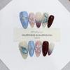 Daiyueda Uñas Portátiles Puras Hechas a Mano Otoño e Invierno Nuevo B316 Completamente Pintadas a Mano Talladas Elegantes Parche de Uñas Estilo Exportación