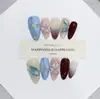 Nai Zi Unhas Usáveis Totalmente Feitas à Mão Novo Modelo Outono/Inverno B316 Totalmente Pintadas à Mão Esculpidas Estilo Francês Elegante Adesivos de Unha para Comércio Exterior