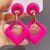 Aretes Geométricos de Diamante Aguja de Plata Color Rojo Rosado Fruta del Dragón Nuevo Temperamento Personalidad Exagerados Celebridad de Internet Aretes Atmosféricos Aretes