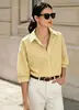 Transfronterizo europeo y americano 2026 Amazon mujer nueva moda elegante temperamento estilo ins camisa de manga corta con cuello vuelto a rayas