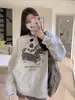 Estilo Novo Outono e Inverno Estampa de Letras de Cachorrinho de Desenho Animado Design Rejuvenescedor Versátil Casual Roupa Externa Moletom Solto de Manga Longa para Mulheres