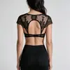 Mais Vendido na Amazon Europeu Americano Renda Preta Decoração no Ombro Conjunto de Lingerie Fino Feminino Sutiã ins Sexy