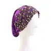 Nuevo Estilo Sombrero Pañuelo de Cabeza Brillante de Seda con Perlas Pañuelo de Cabeza Étnico Hui Sombrero Turbante para Cabello Negro Africano Jdt-501A